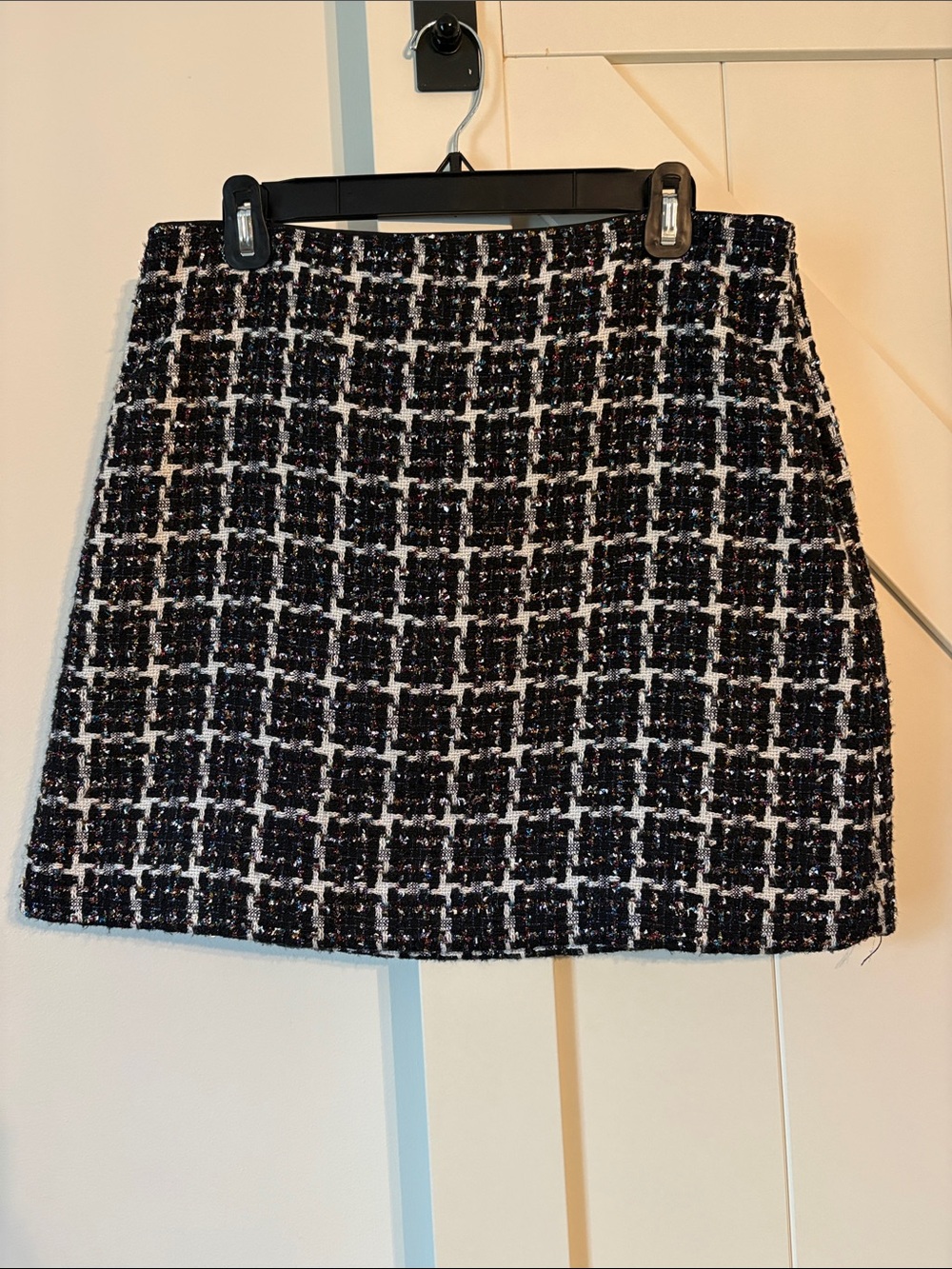 LOFT Black and White sparkle Tweed Mini Skirt